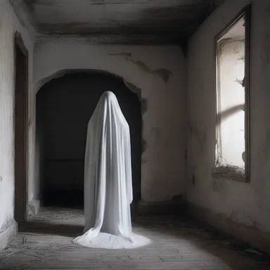 The eerie silence in the house heralds the presence of a ghost.