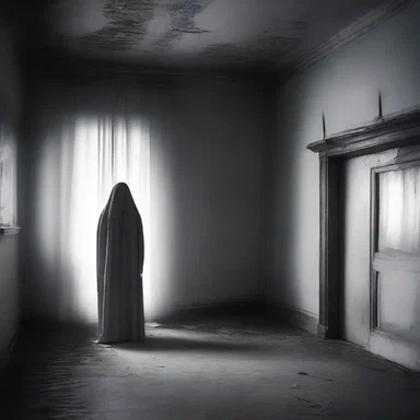 The eerie silence in the house heralds the presence of a ghost.