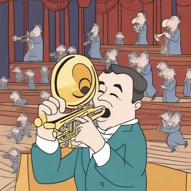 The blaring sound of a trumpet heralds the start of the animated show.