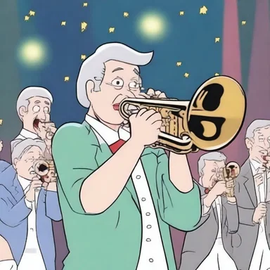 The blaring sound of a trumpet heralds the start of the animated show.
