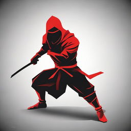 A graphically sleek and stylized vector image of a red ninja in action pose, perfectly designed for an avatar.