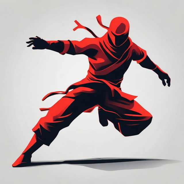 A graphically sleek and stylized vector image of a red ninja in action pose, perfectly designed for an avatar.