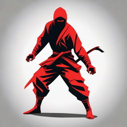 A graphically sleek and stylized vector image of a red ninja in action pose, perfectly designed for an avatar.