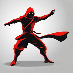 A graphically sleek and stylized vector image of a red ninja in action pose, perfectly designed for an avatar.