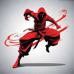 A stylish, detailed vector image of a red ninja in a dynamic pose, designed perfectly for a profile photo.