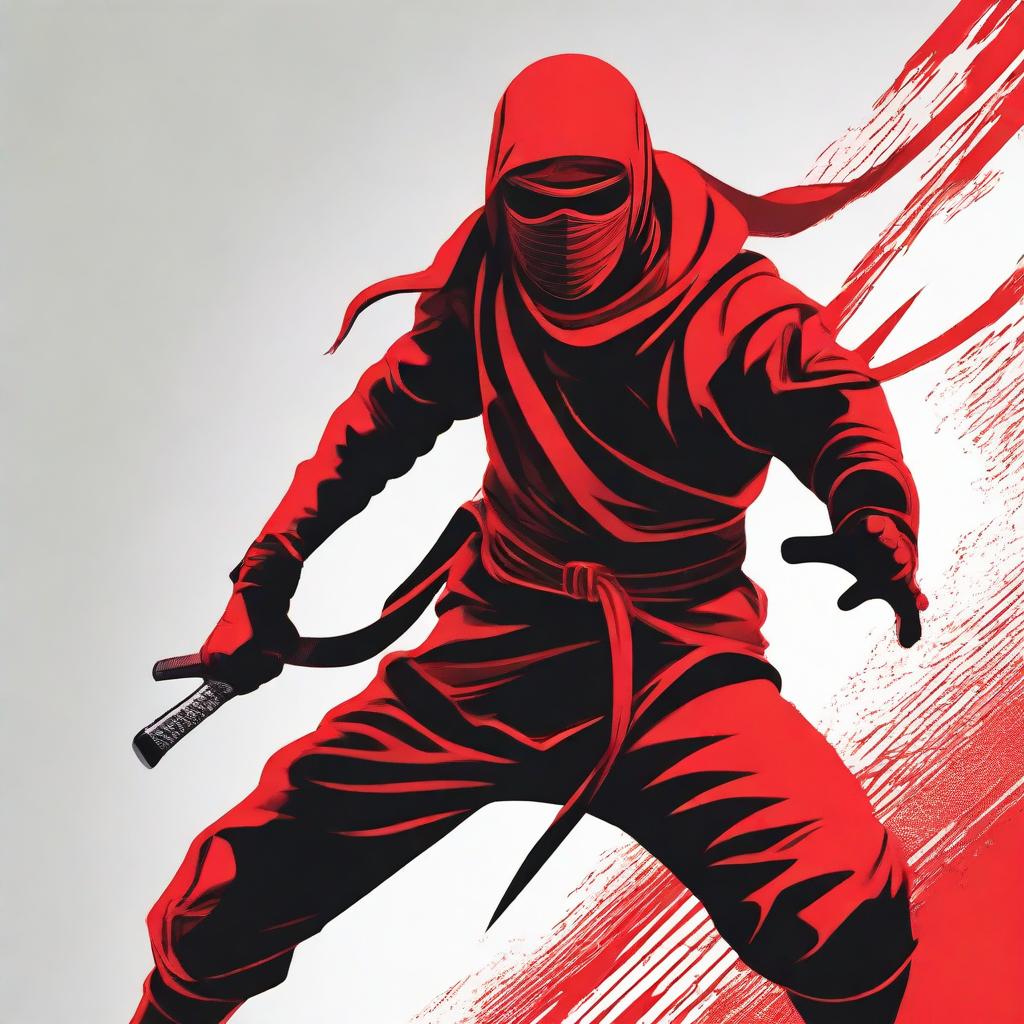 A stylish, detailed vector image of a red ninja in a dynamic pose, designed perfectly for a profile photo.