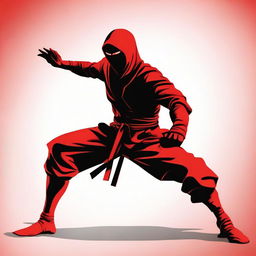 A stylish, detailed vector image of a red ninja in a dynamic pose, designed perfectly for a profile photo.