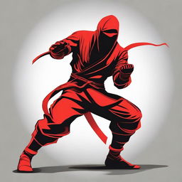 A stylish, detailed vector image of a red ninja in a dynamic pose, designed perfectly for a profile photo.