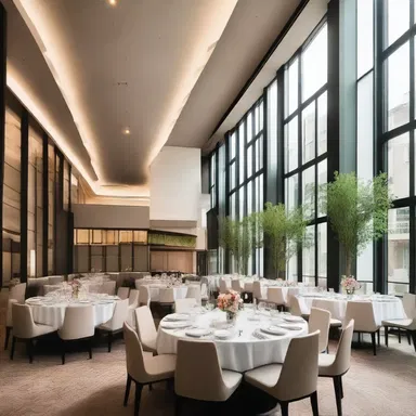 The design of the birthday party venue showcased a blend of modern architecture and interior design.
