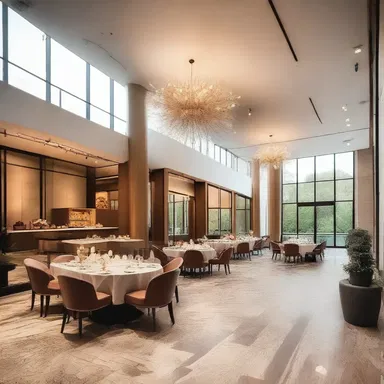 The design of the birthday party venue showcased a blend of modern architecture and interior design.