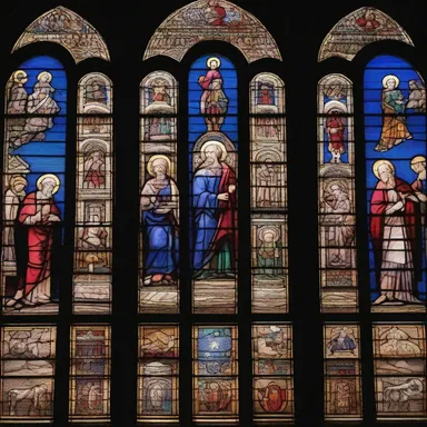 The stained glass windows in the cathedral were exquisite, with their vibrant colors and detailed depictions of biblical scenes.