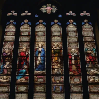 The stained glass windows in the cathedral depicted exquisite scenes from biblical stories.