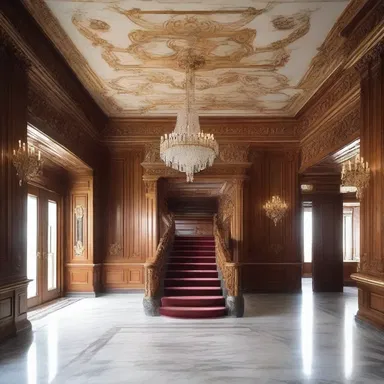 The mansion had an exquisite interior, with marble floors, crystal chandeliers, and ornate woodwork.
