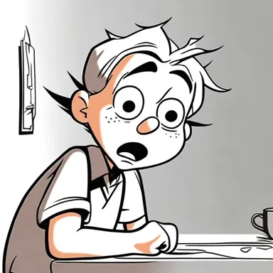 The cartoon character had an exquisite reaction when something unexpected happened, with exaggerated expressions and heightened intensity.