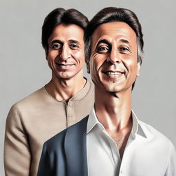 Create a collection of portraits featuring user and Imran Khan in various professional and casual settings