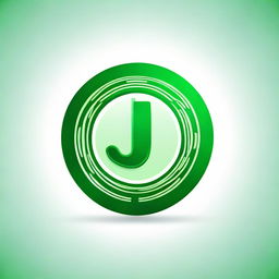 Design a circular logo that signifies the letter 'J' for an online channel. The logo should fuse elements of green color schemes and circuit designs woven into its aesthetic.