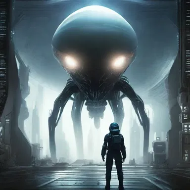 In the futuristic world of the novel, the protagonist discovers alien technology that possesses a numinous power beyond human comprehension.