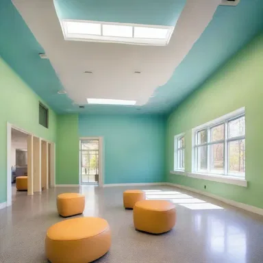 The rehabilitation center for crack addicts was designed with calming colors and open spaces to promote recovery and healing.