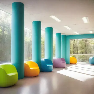 The rehabilitation center for crack addicts was designed with calming colors and open spaces to promote recovery and healing.