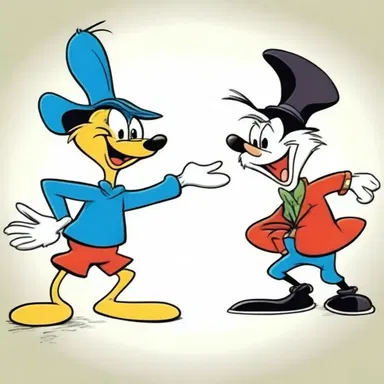 In Looney Tunes, the transitivity of the slapstick humor often involves characters hitting each other with comedic force.