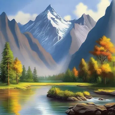 In art, if a painting depicts a mountain and another painting depicts a river, then it is transitive that the mountain is connected to the river.
