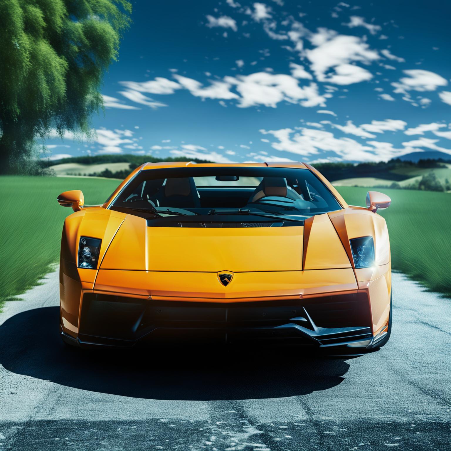 A high-resolution digital art image of a Lamborghini Gallardo Superleggera on an open road