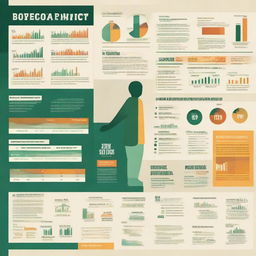 Create a complex infographic visualizing poverty and inequality statistics in Pakistan, using charts, graphs, and symbols related to the economy