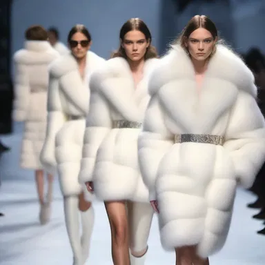 The designer showcased their latest winter collection, featuring luxurious fur coats, at a glamorous fashion show inspired by a snowstorm.