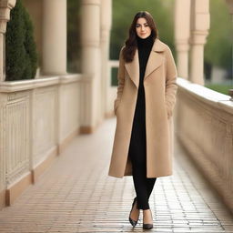 A warm, community manteau for Iranian women designed with the soft texture and luxurious appeal of cashmere