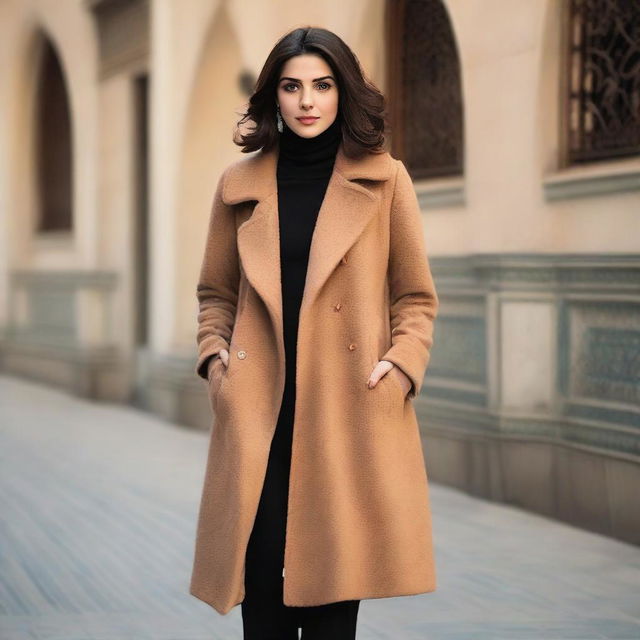 A warm, community manteau for Iranian women designed with the soft texture and luxurious appeal of cashmere