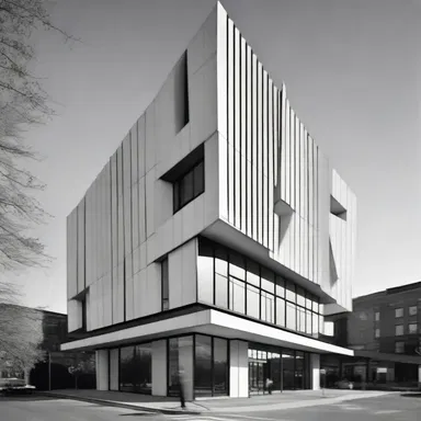 The modernist building design incorporated a jolt in the facade, adding a dynamic element to the structure.