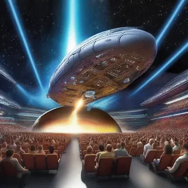 The sudden jolt of the spaceship launching into hyperspace left the audience in awe.
