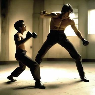 In the intense fight scene, the protagonist delivered a powerful jolt to his opponent, knocking him off his feet.