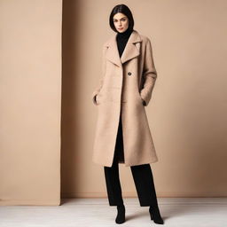 A warm, community manteau for Iranian women designed with the soft texture and luxurious appeal of cashmere