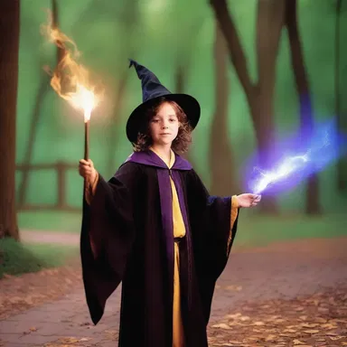 As the young wizard cast a spell, a jolt of energy crackled through the air, creating an enchanting display of magic.