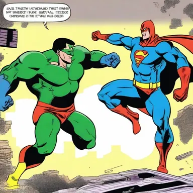 As the superhero punched the villain, the impact made him jolt backwards.