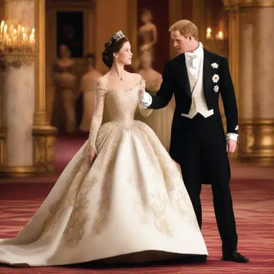 In the movie, the princess wore a stunning ball gown during the royal ball scene.