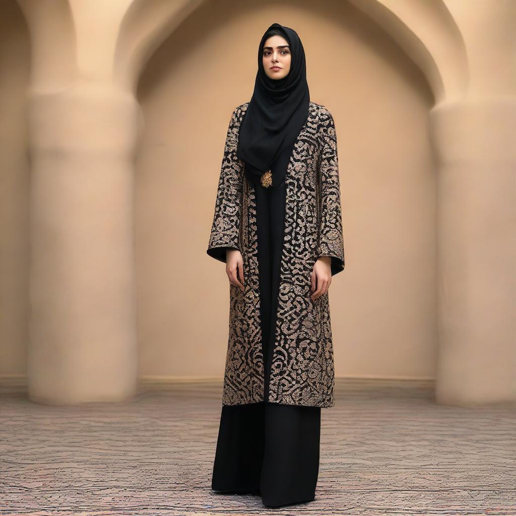 A social jacket for Iranian women, designed with elements inspired by the distinct windcatcher structures, or Badgir, from Yazd province.