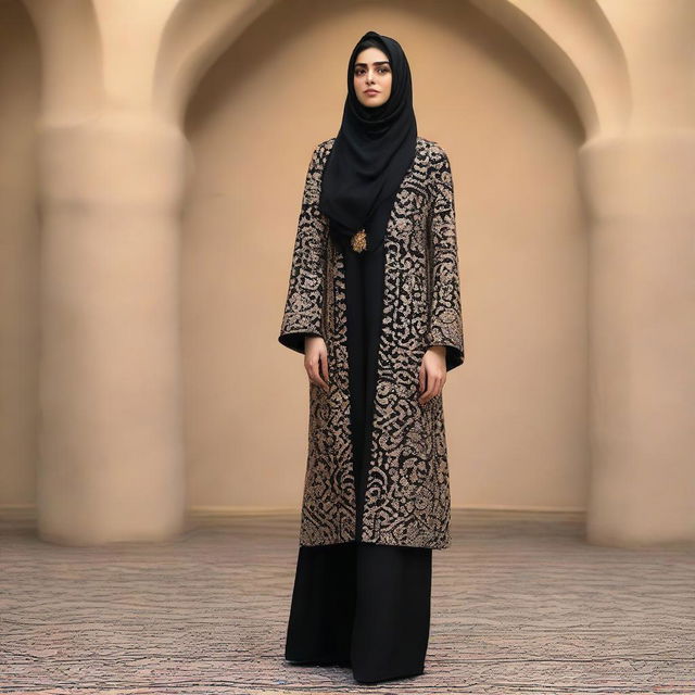 A social jacket for Iranian women, designed with elements inspired by the distinct windcatcher structures, or Badgir, from Yazd province.