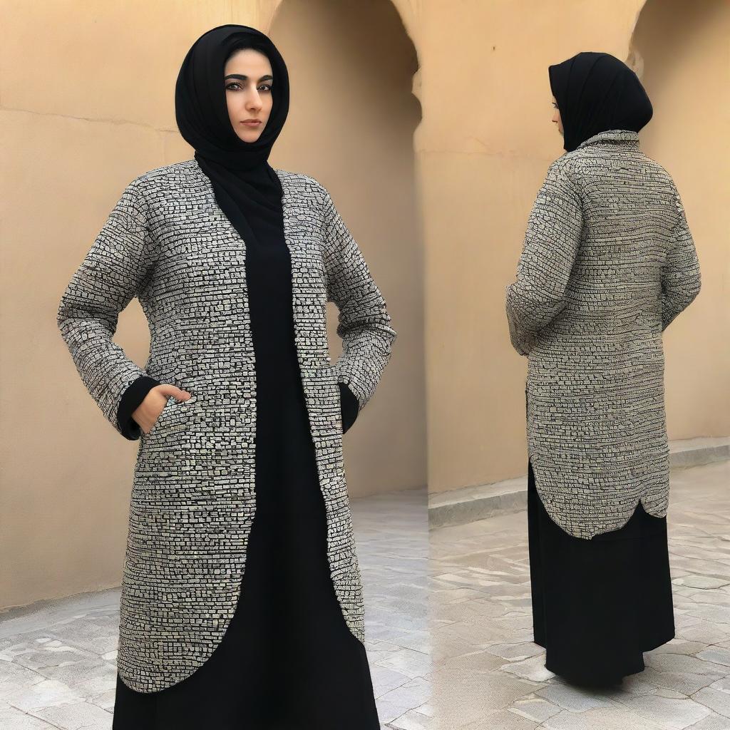 A social jacket for Iranian women, designed with elements inspired by the distinct windcatcher structures, or Badgir, from Yazd province.