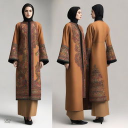 Design of a culturally significant manteau for Iranian women, blending traditional aesthetic with modern style