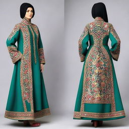 Design of a culturally significant manteau for Iranian women, blending traditional aesthetic with modern style