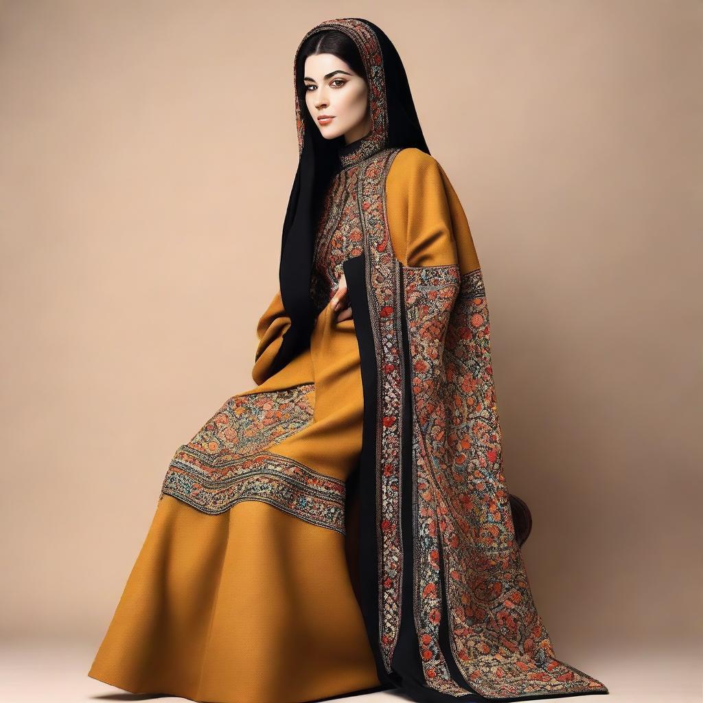 Design of a culturally significant manteau for Iranian women, blending traditional aesthetic with modern style