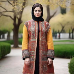 A fashionable manteau design for Iranian women, combining traditional Iranian culture with contemporary fashion trends