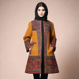 A fashionable manteau design for Iranian women, combining traditional Iranian culture with contemporary fashion trends