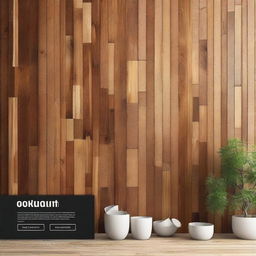 Create an advertisement for 'Background Wood', a digital background that flawlessly merges modern aesthetics with elements of nature. It should include elements like digital motifs, vibrant colors contrasting with natural wood tones, and modern design inspirations.