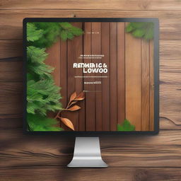 Create an advertisement for 'Background Wood', a digital background that flawlessly merges modern aesthetics with elements of nature. It should include elements like digital motifs, vibrant colors contrasting with natural wood tones, and modern design inspirations.