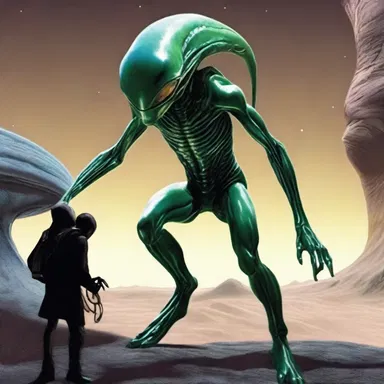 In the science fiction novel, the main character's tablemate turned out to be an alien from another planet.