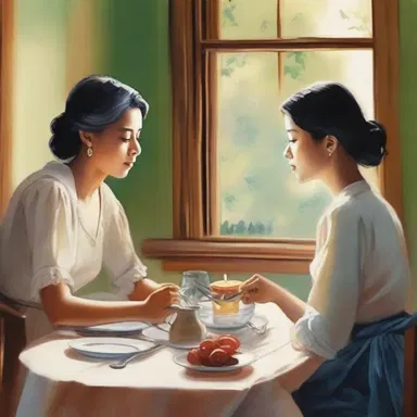 The author beautifully described the intense conversation between the two tablemates in the novel, creating a captivating scene for the readers.