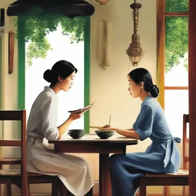 The author beautifully described the intense conversation between the two tablemates in the novel, creating a captivating scene for the readers.